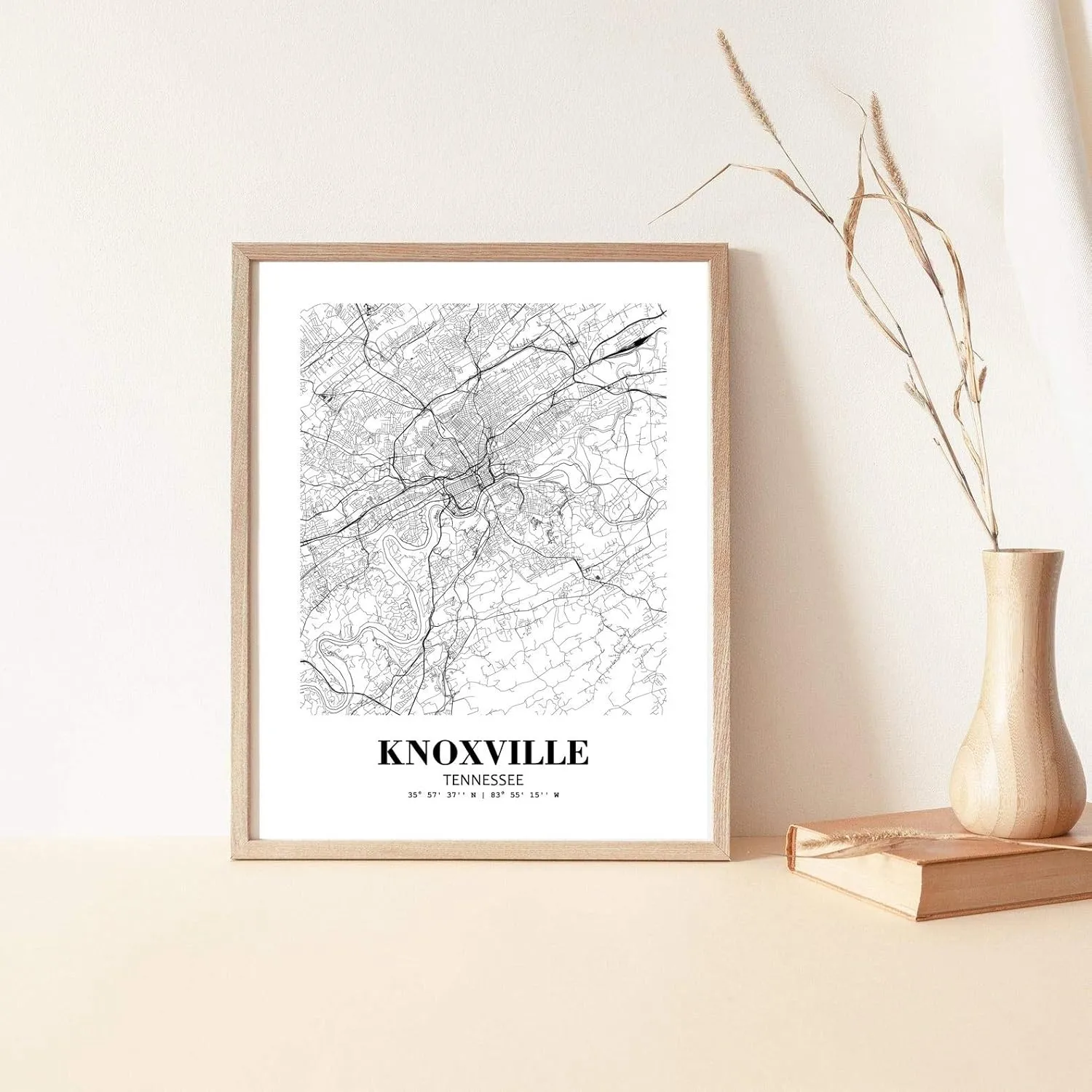 Eleville 8X10 Unframed Knoxville Tennessee City View Abstract Road Modern Map Art Print Poster Wall Office Home Decor Minimalist Line Art Hometown Housewarming wgn366