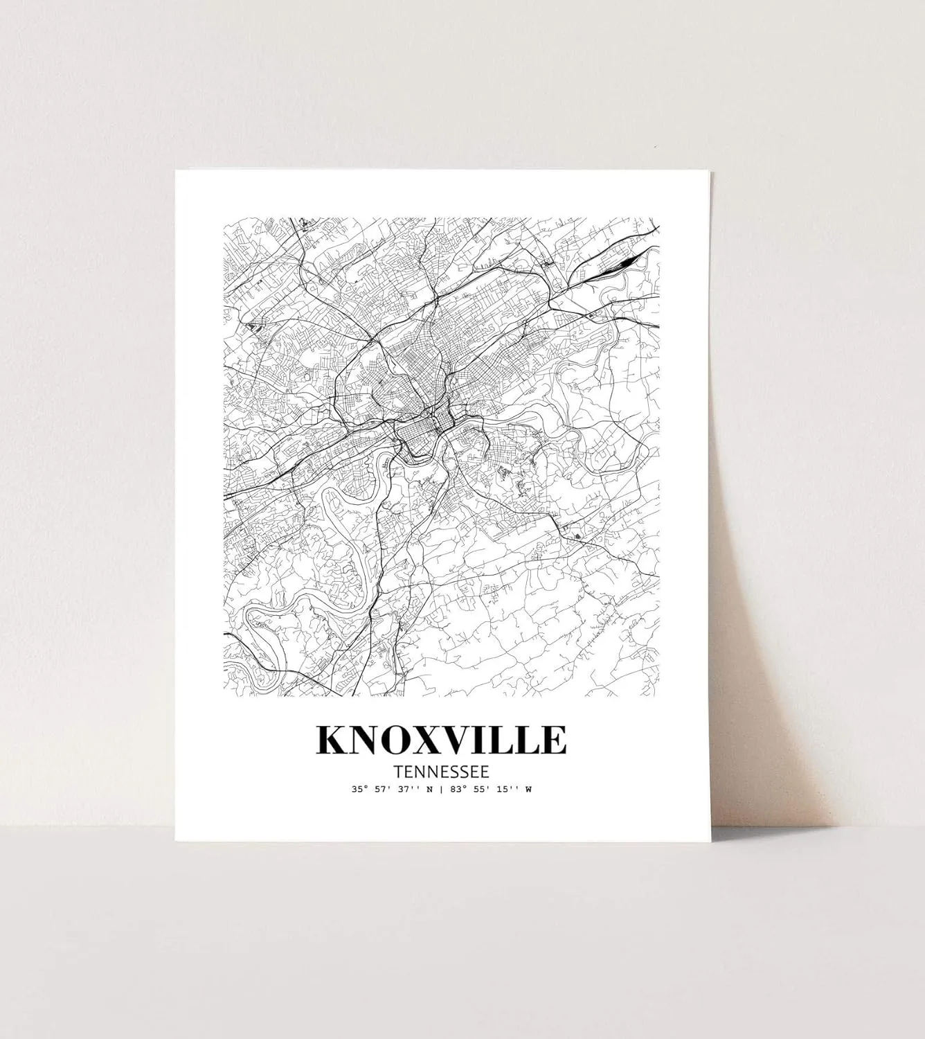 Eleville 8X10 Unframed Knoxville Tennessee City View Abstract Road Modern Map Art Print Poster Wall Office Home Decor Minimalist Line Art Hometown Housewarming wgn366
