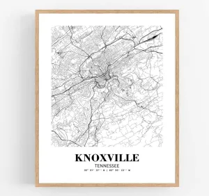 Eleville 8X10 Unframed Knoxville Tennessee City View Abstract Road Modern Map Art Print Poster Wall Office Home Decor Minimalist Line Art Hometown Housewarming wgn366