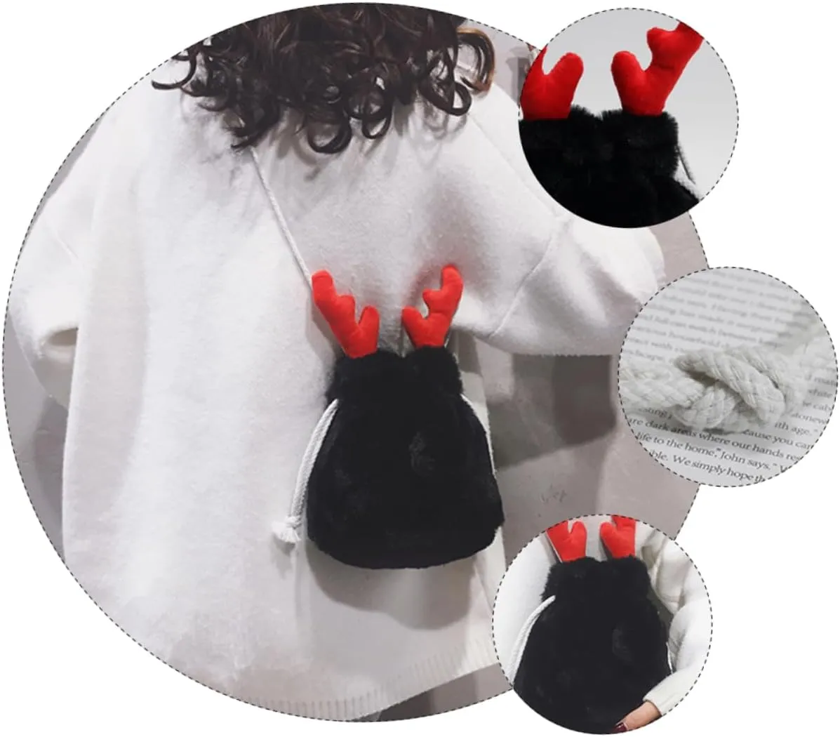 Elk Plush Bag Fuzzy Purse Shoulder Bag Purse Sling Bag for Women Christmas Cross Body Bag Cross Body