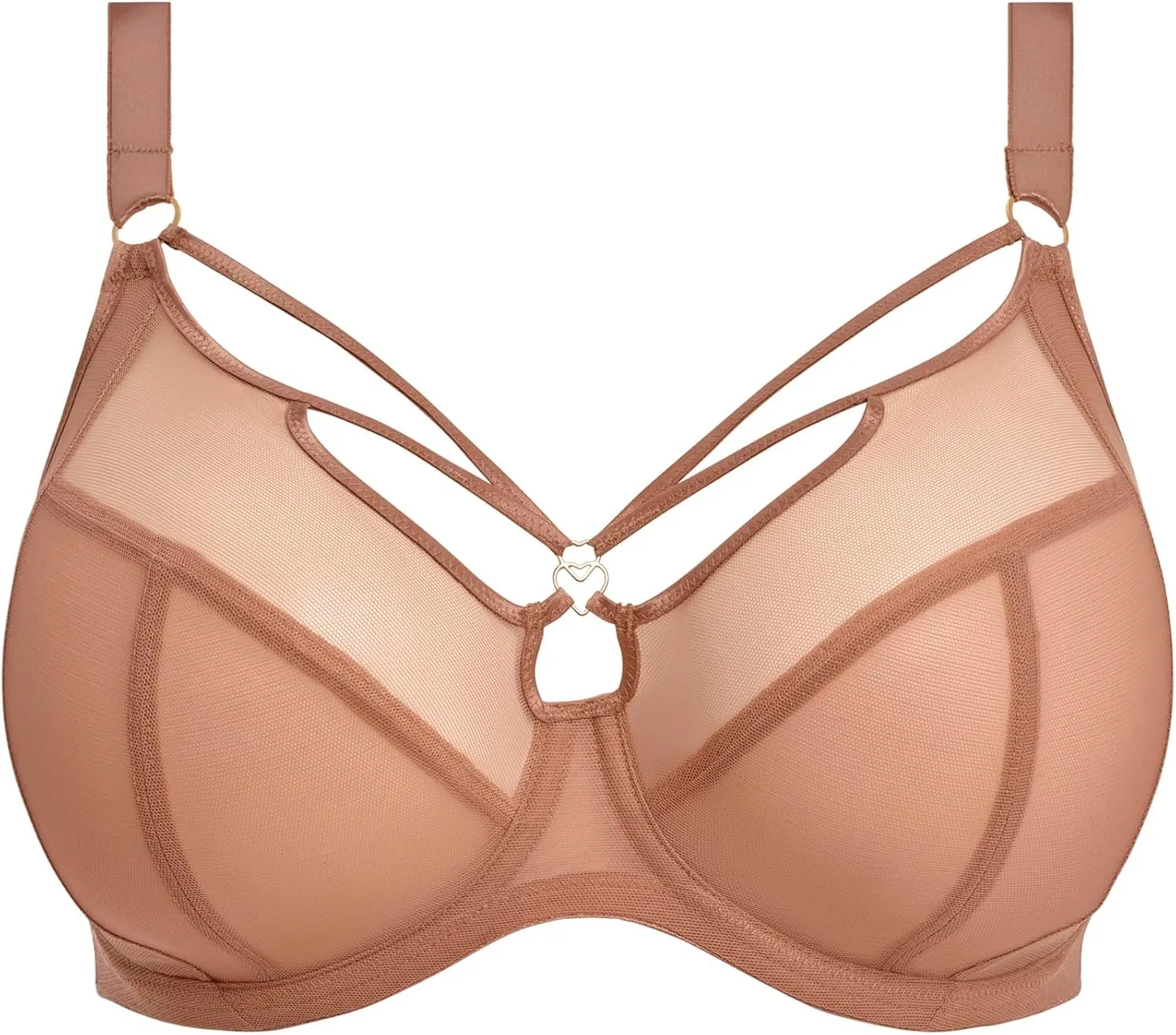 Elomi Women's Sachi Plunge Bra: Striking Design with On-Trend Strap Detailing. Low Front Plunge, Cotton Lined Panels DD  Bras