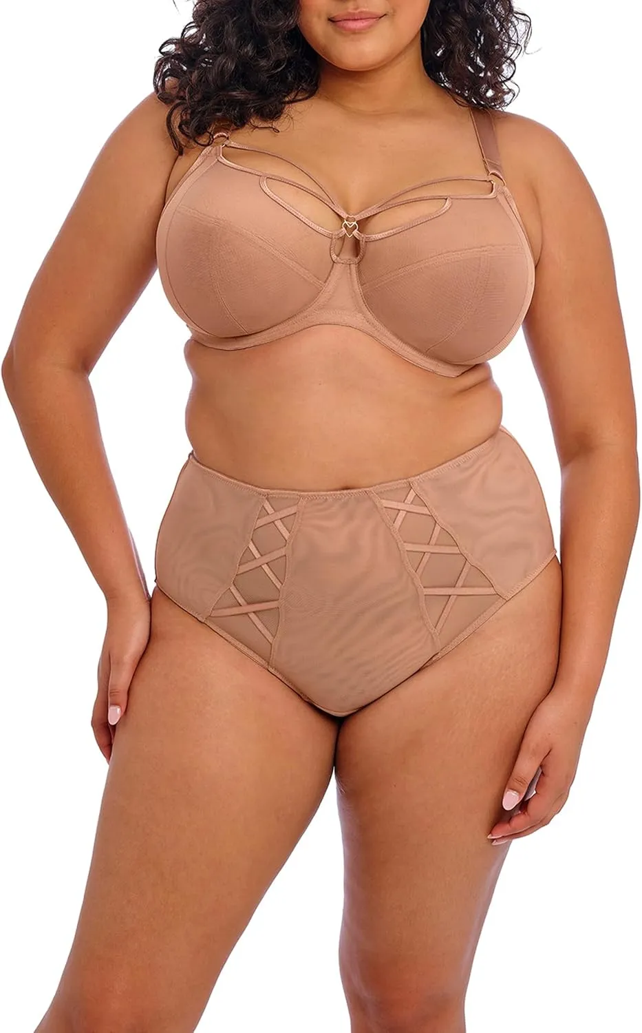 Elomi Women's Sachi Plunge Bra: Striking Design with On-Trend Strap Detailing. Low Front Plunge, Cotton Lined Panels DD  Bras