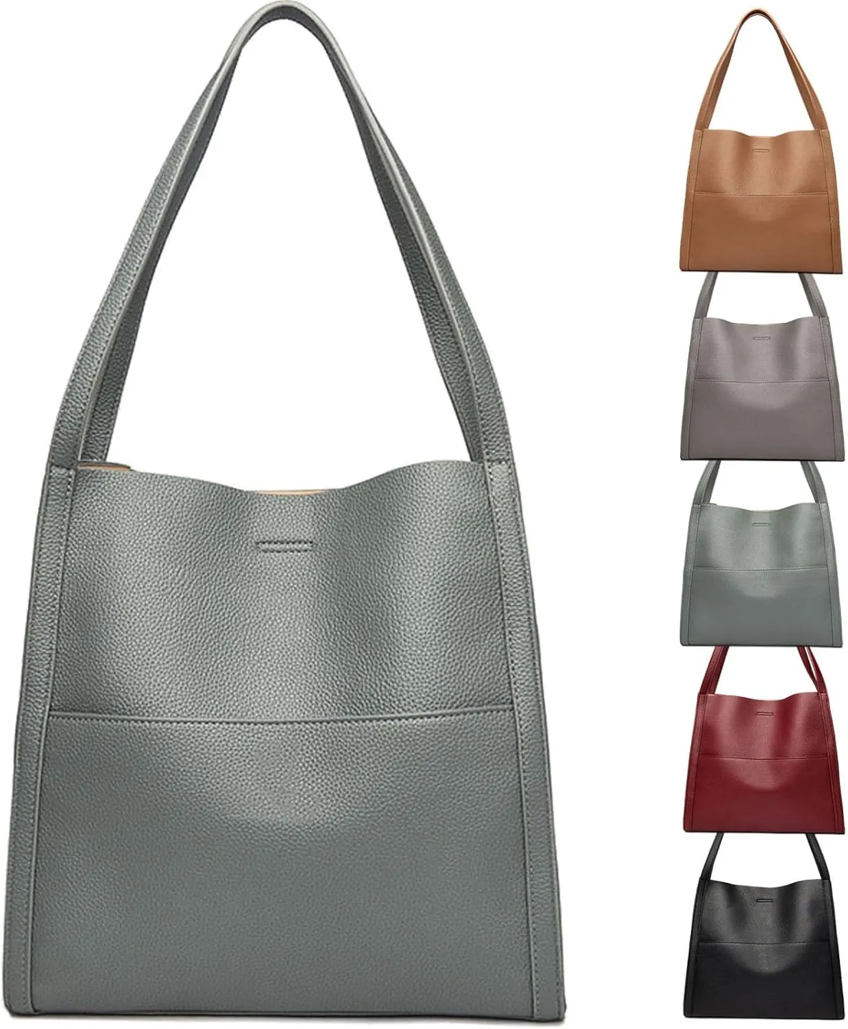 Emboadlie Solid Color Simple Genuine Leather Shoulder Bag, Emboadlie Retro All-Match Vertical Crossbody Bag for Women