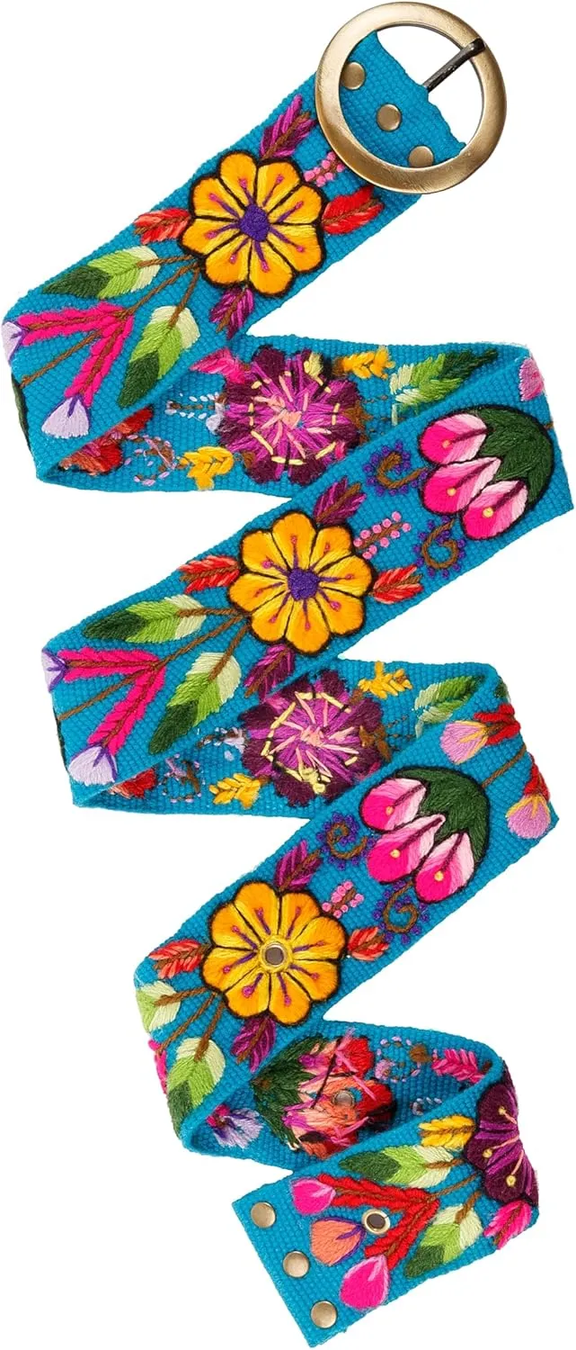 Embroidered Flower Belt for Women - Mexican Style Floral Belt