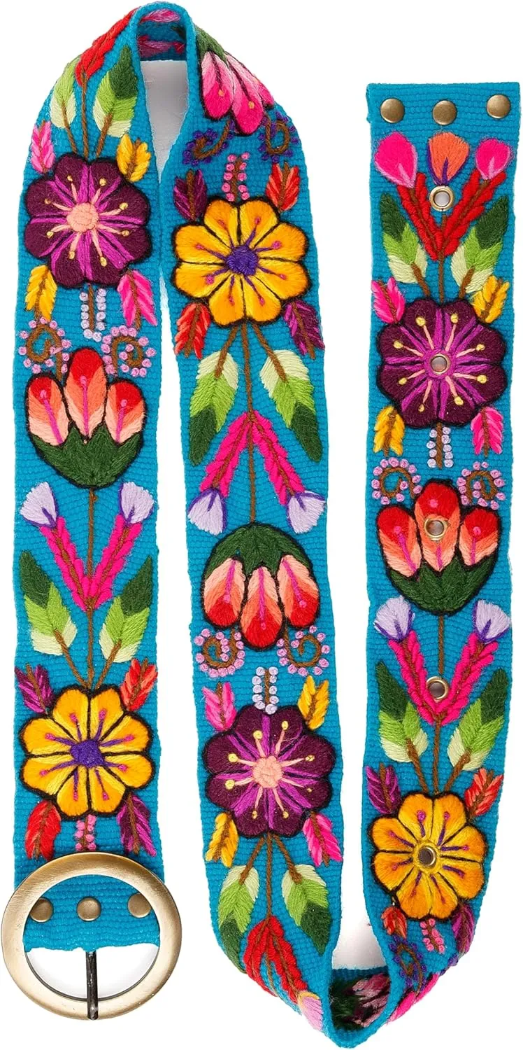 Embroidered Flower Belt for Women - Mexican Style Floral Belt