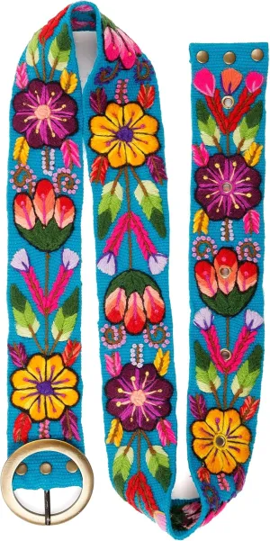 Embroidered Flower Belt for Women - Mexican Style Floral Belt