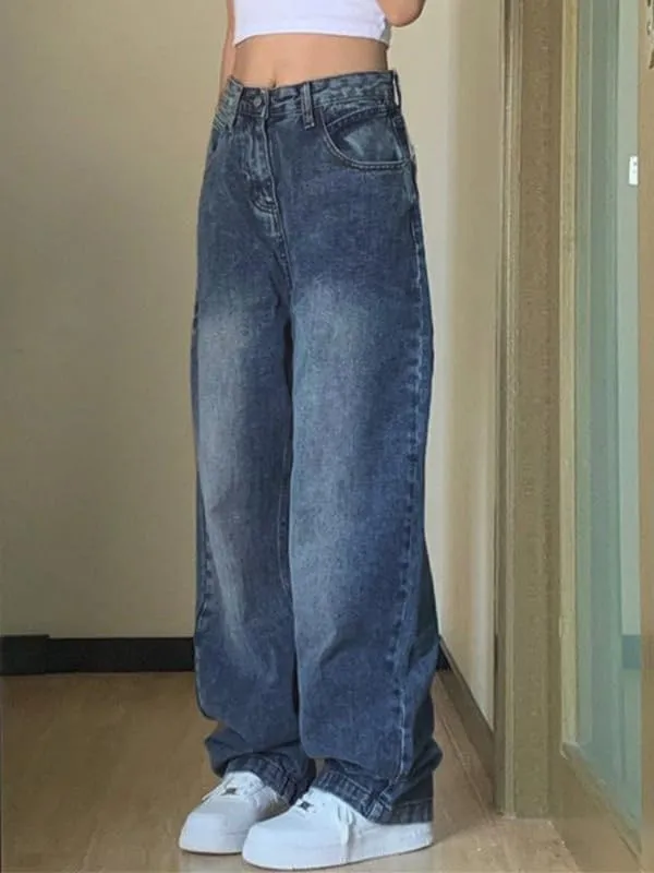 EMMIOL Denim Jeans for Women Wide Leg Jeans Low Waist Baggy Jeans for Women Loose Boyfriends Jeans Denim Pants Y2K 90S
