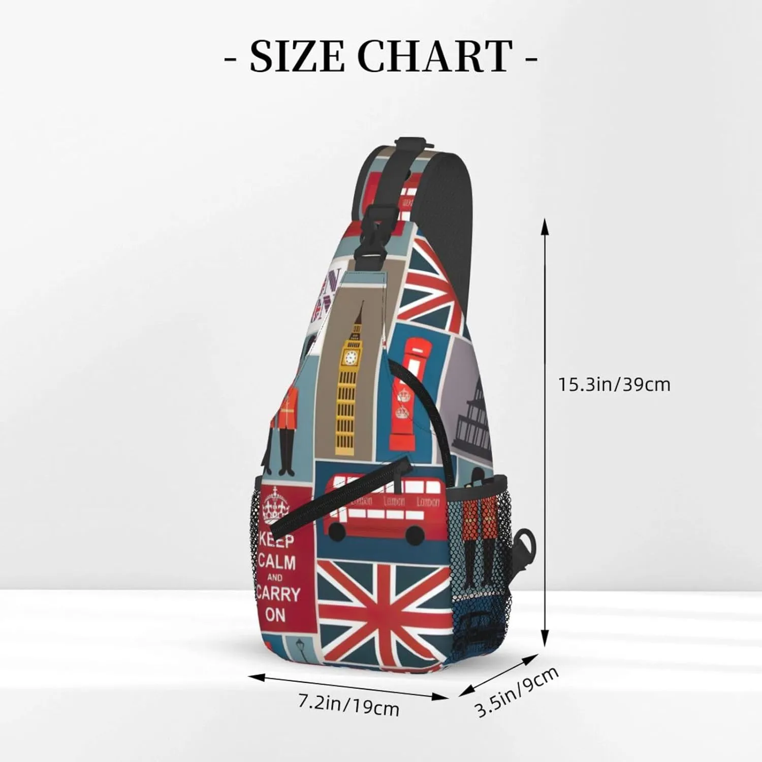England Symbols Print Lightweight Sling Small Shoulder Bag - Chic Cross Chest Bag With Adjustable Strap