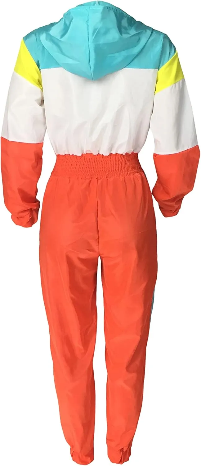 EOSIEDUR Women's Pullover Hoodies Jumpsuit Zipper Jacket Windbreaker Elastic Waistband Pants One Piece Outfits Tracksuit Set