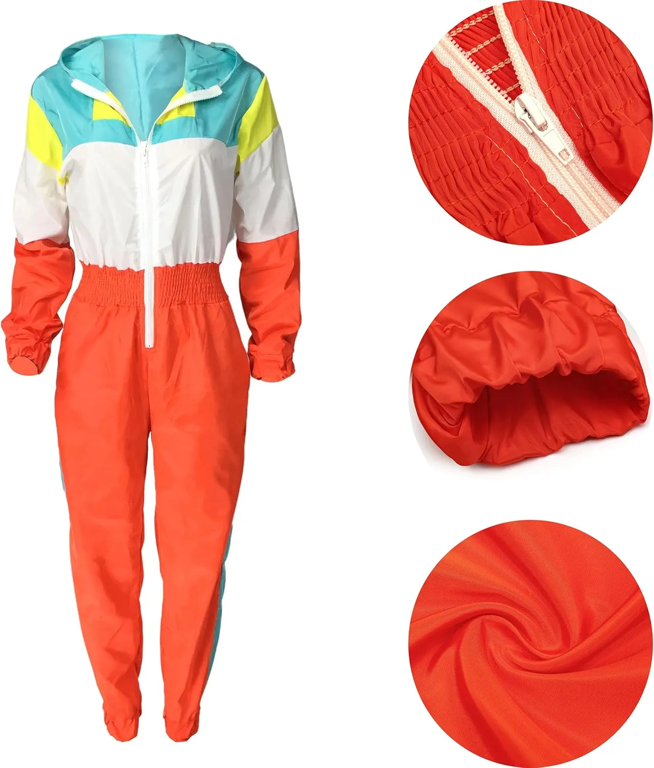 EOSIEDUR Women's Pullover Hoodies Jumpsuit Zipper Jacket Windbreaker Elastic Waistband Pants One Piece Outfits Tracksuit Set