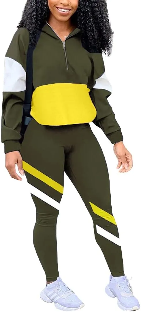 EOSIEDUR Women's Two Piece Outfits Zip Top Jacket and Elastic Waistband Pant Women Sweatsuit Tracksuit Sets