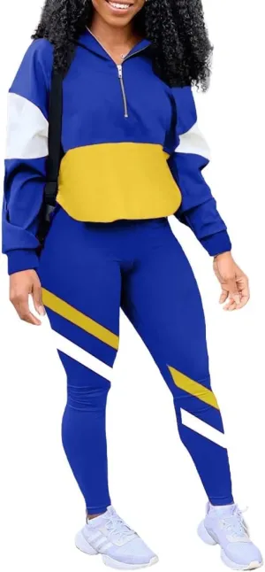 EOSIEDUR Women's Two Piece Outfits Zip Top Jacket and Elastic Waistband Pant Women Sweatsuit Tracksuit Sets