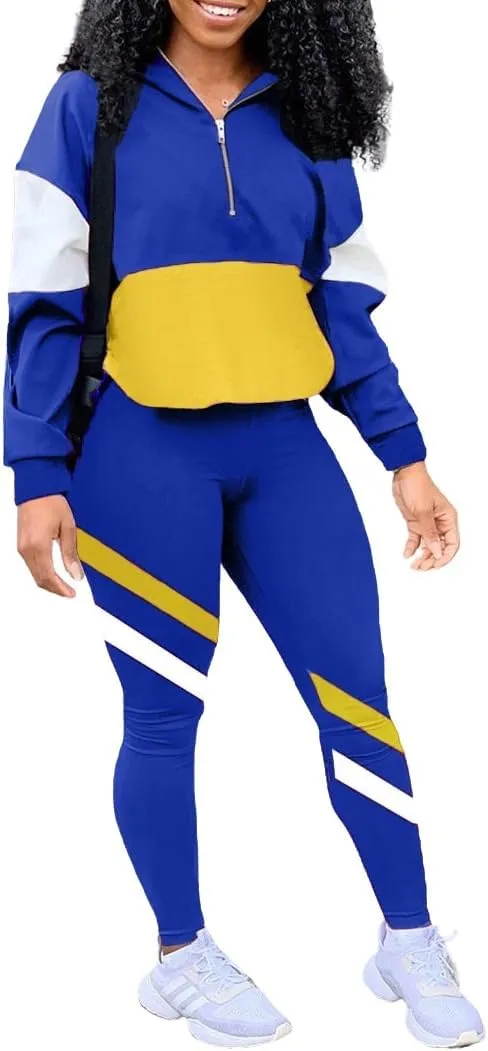 EOSIEDUR Women's Two Piece Outfits Zip Top Jacket and Elastic Waistband Pant Women Sweatsuit Tracksuit Sets