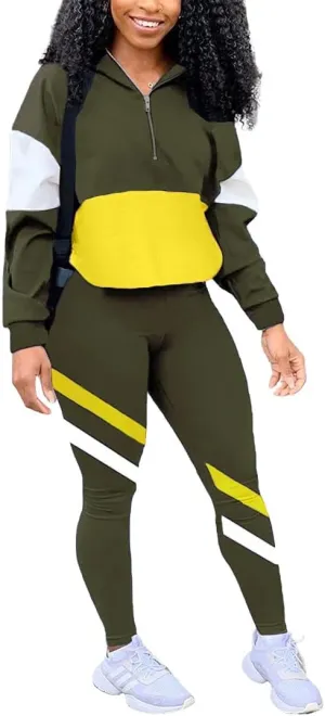 EOSIEDUR Women's Two Piece Outfits Zip Top Jacket and Elastic Waistband Pant Women Sweatsuit Tracksuit Sets