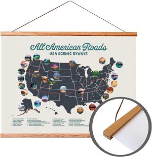 Epic Adventure Maps 24' Wide Magnetic Poster Hanger - Sturdy Wooden Frame for Posters, Prints, Artwork or Wall Hangings - Frame for Scratch Off or Pushpin Map