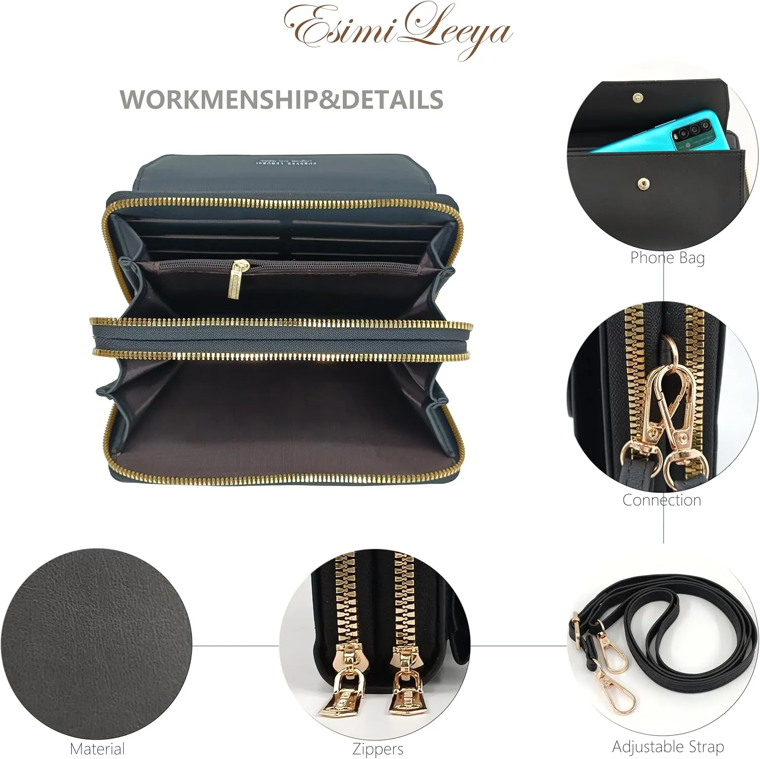 Esimileeya Compact Small Crossbody Bags for Women Trendy Clutch Handbag Purses for Women Lady Cell Phone Wallet Shoulder Bag