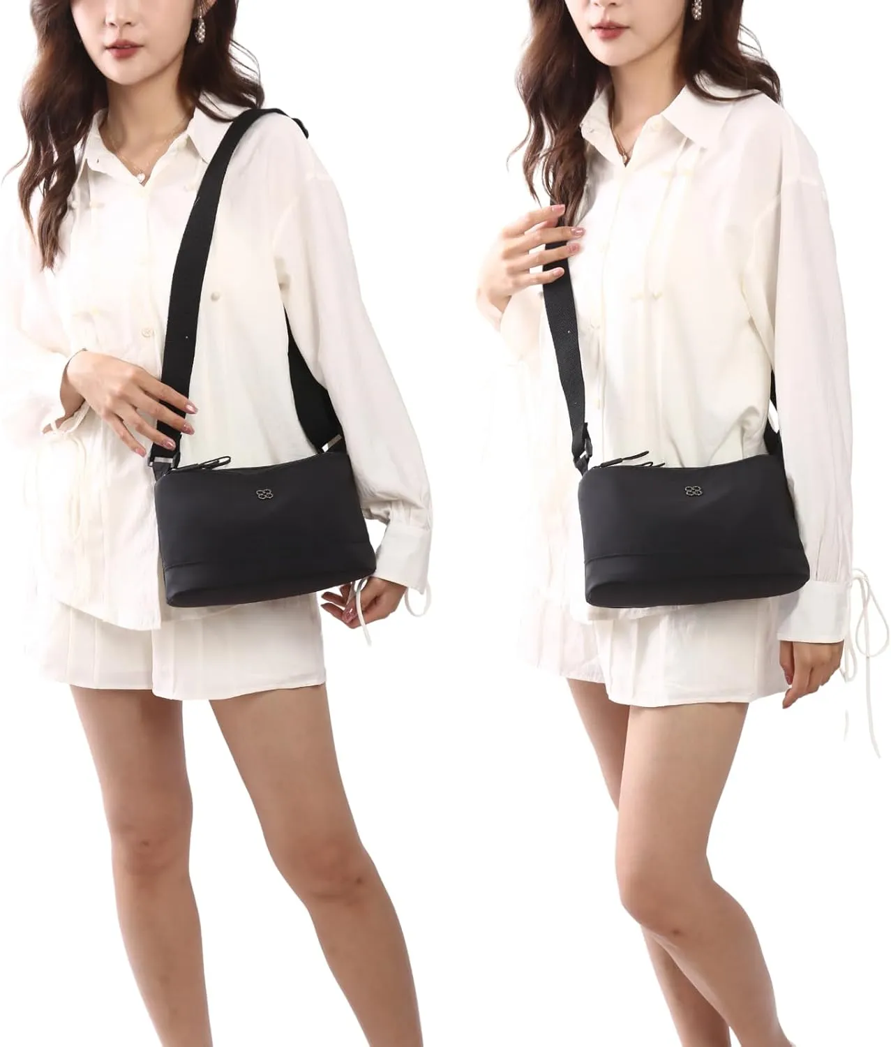 Eslcorri Crossbody Bags for Women, Small Shoulder Bag Nylon Simple Purse with Zipper, Lightweight Casual Simple Purse