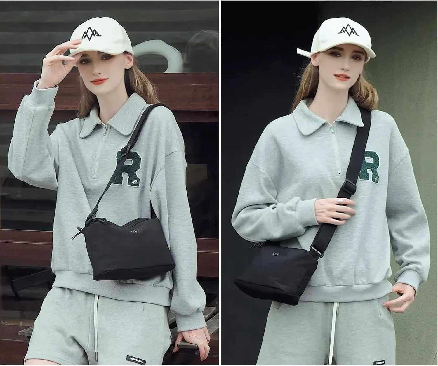Eslcorri Crossbody Bags for Women, Small Shoulder Bag Nylon Simple Purse with Zipper, Lightweight Casual Simple Purse