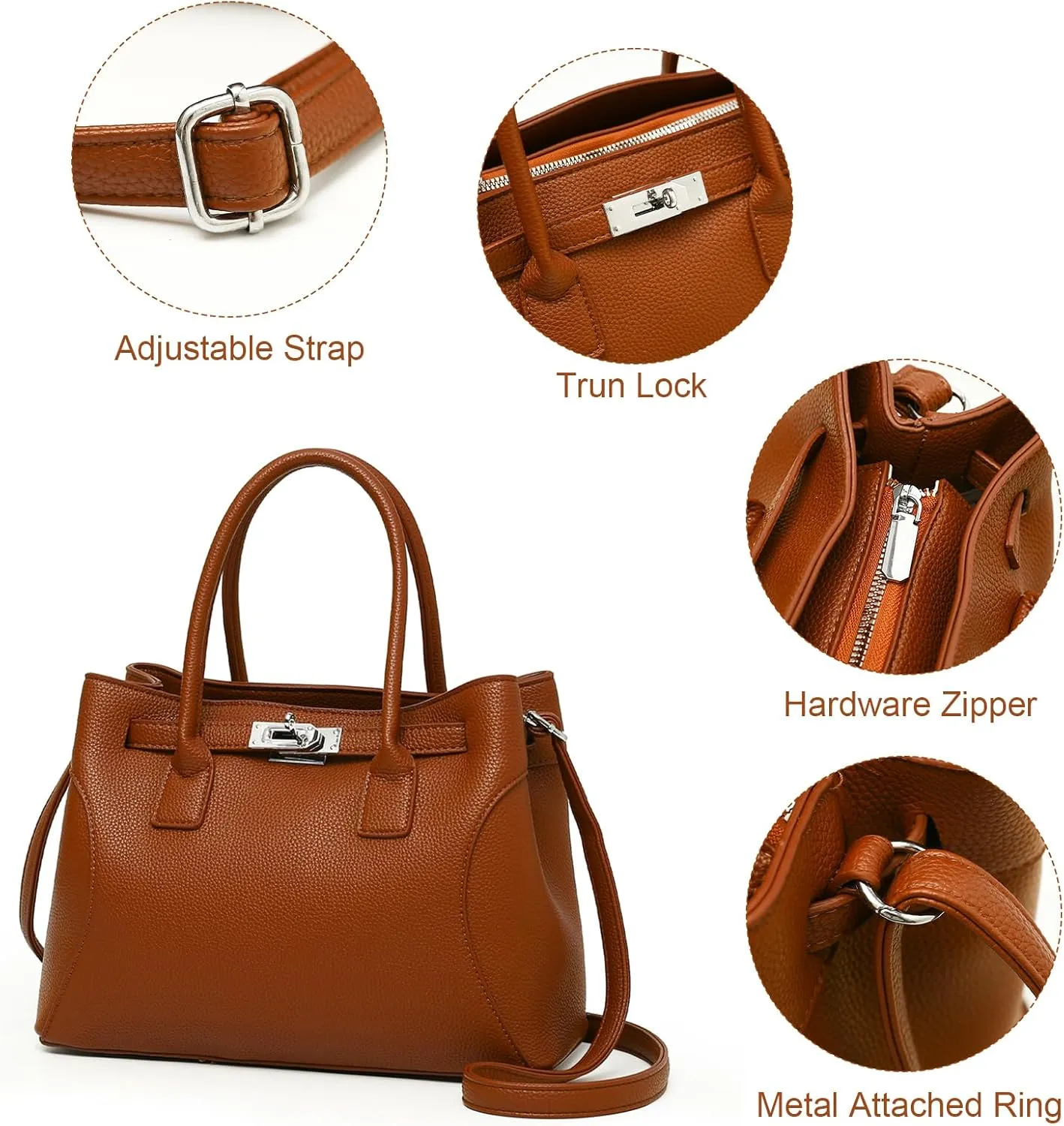 Eslcorri Women Top-Handle Satchel Bag Medium Tote Handbags Trendy Shoulder Purse PU Leather Ladies Crossbody Hobo Pocketbook
