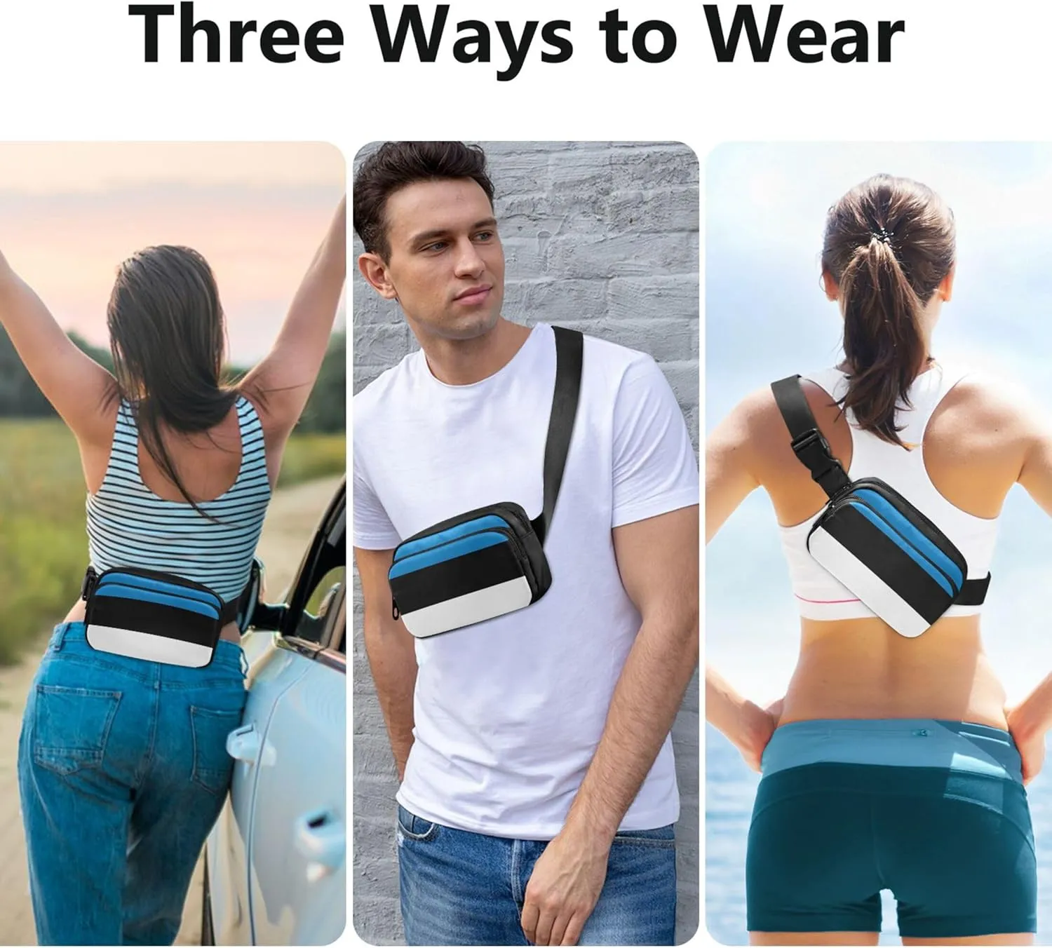 Estonia Flag Fanny Pack for Women Fashion Belt Bag Hip Pouch Waterproof Crossbody Waist Bag