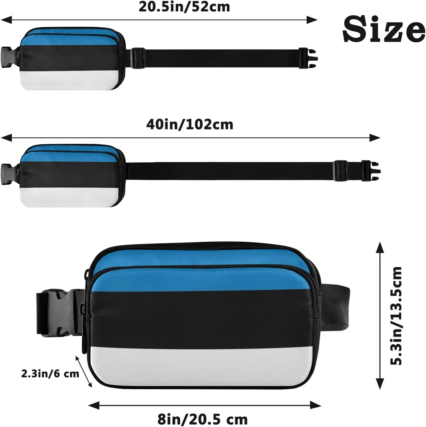 Estonia Flag Fanny Pack for Women Fashion Belt Bag Hip Pouch Waterproof Crossbody Waist Bag