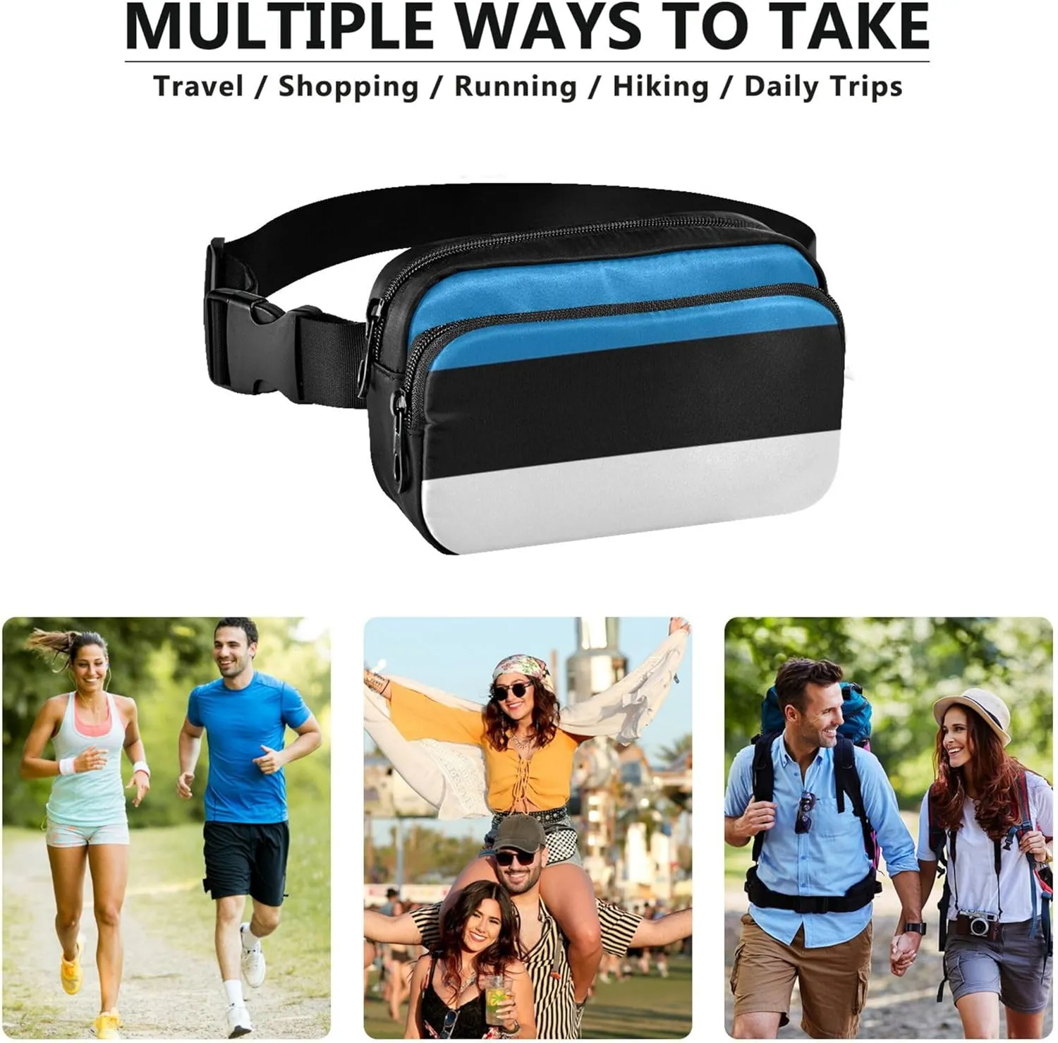Estonia Flag Fanny Pack for Women Fashion Belt Bag Hip Pouch Waterproof Crossbody Waist Bag