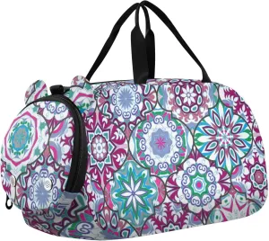 Ethnic Colored Datura Flowers Duffel Bags for Boys Small Gym Bags for Teens Dance Bag for Girls