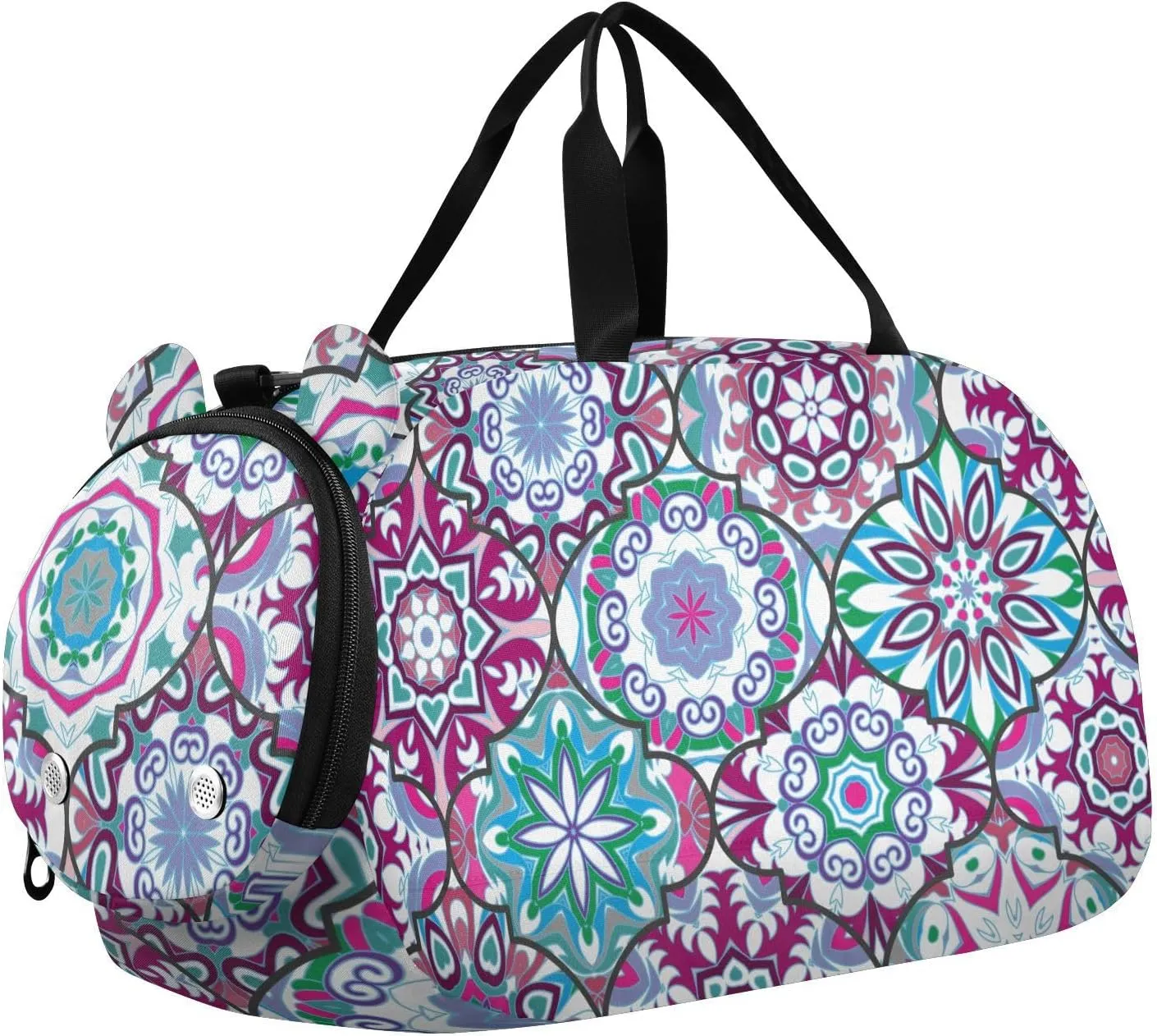 Ethnic Colored Datura Flowers Duffel Bags for Boys Small Gym Bags for Teens Dance Bag for Girls
