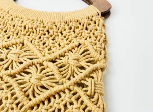 Ethnic Cotton Rope Purses for Women Woven Slouchy Purse Hollow-out Handbag Tote Bag for Beach Travel