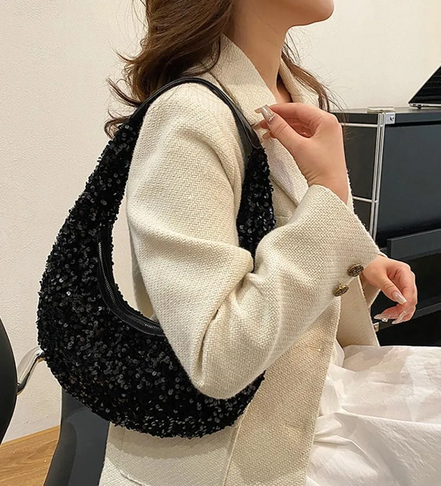 Evening Bags for Women Shiny Tote Hobo Purse Sparkly Satchel Metallic Handbag Clutch Shoulder Bag