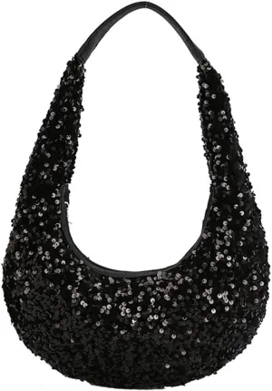 Evening Bags for Women Shiny Tote Hobo Purse Sparkly Satchel Metallic Handbag Clutch Shoulder Bag