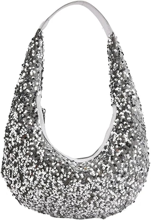Evening Bags for Women Shiny Tote Hobo Purse Sparkly Satchel Metallic Handbag Clutch Shoulder Bag