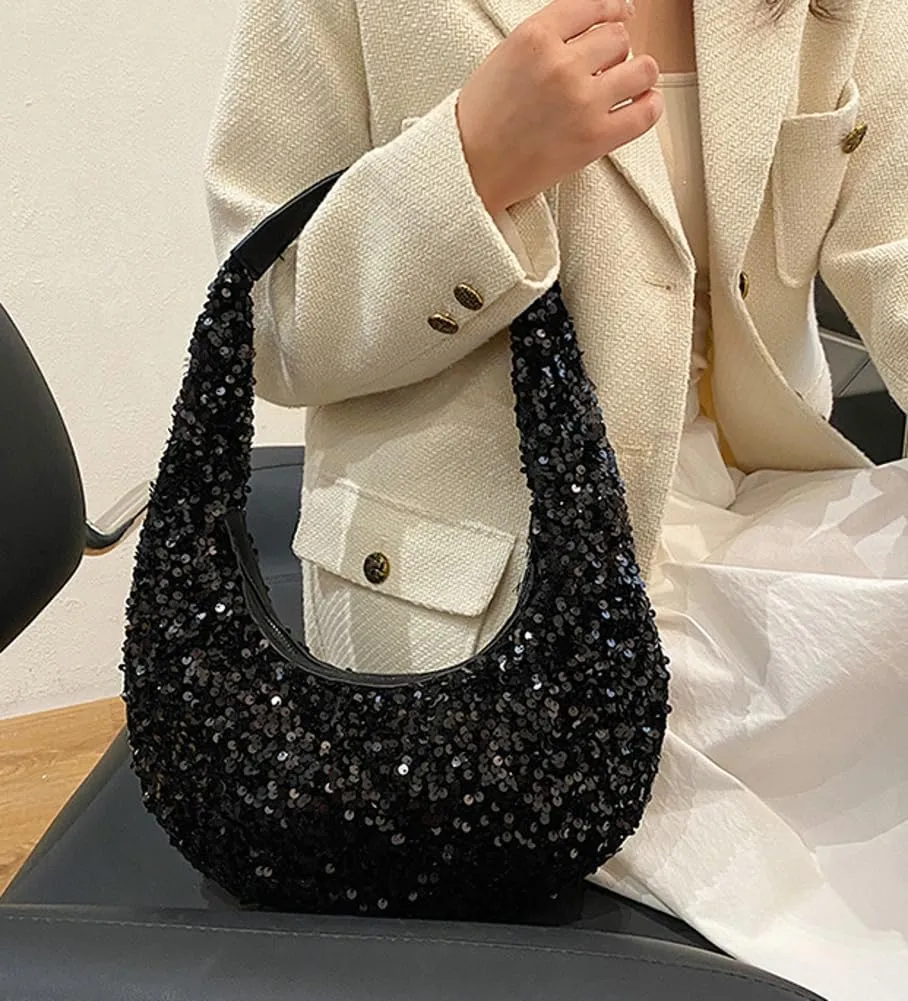 Evening Bags for Women Shiny Tote Hobo Purse Sparkly Satchel Metallic Handbag Clutch Shoulder Bag