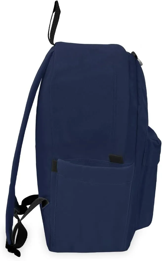 Everest Classic Laptop Backpack W/Side Pocket, Navy, One Size