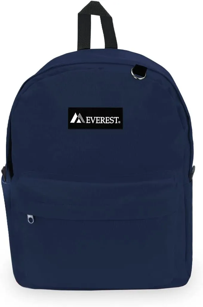Everest Classic Laptop Backpack W/Side Pocket, Navy, One Size