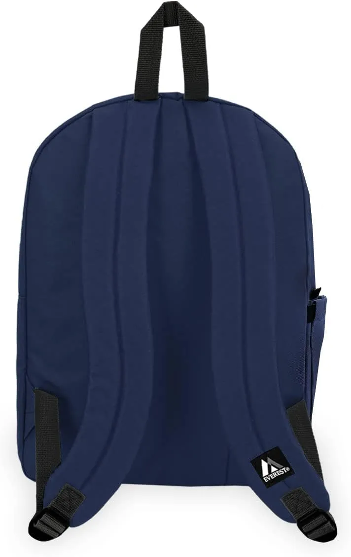 Everest Classic Laptop Backpack W/Side Pocket, Navy, One Size