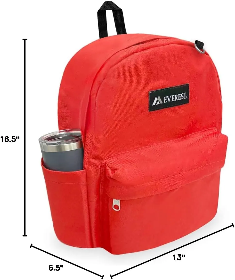 Everest Classic Laptop Backpack W/Side Pocket, Navy, One Size