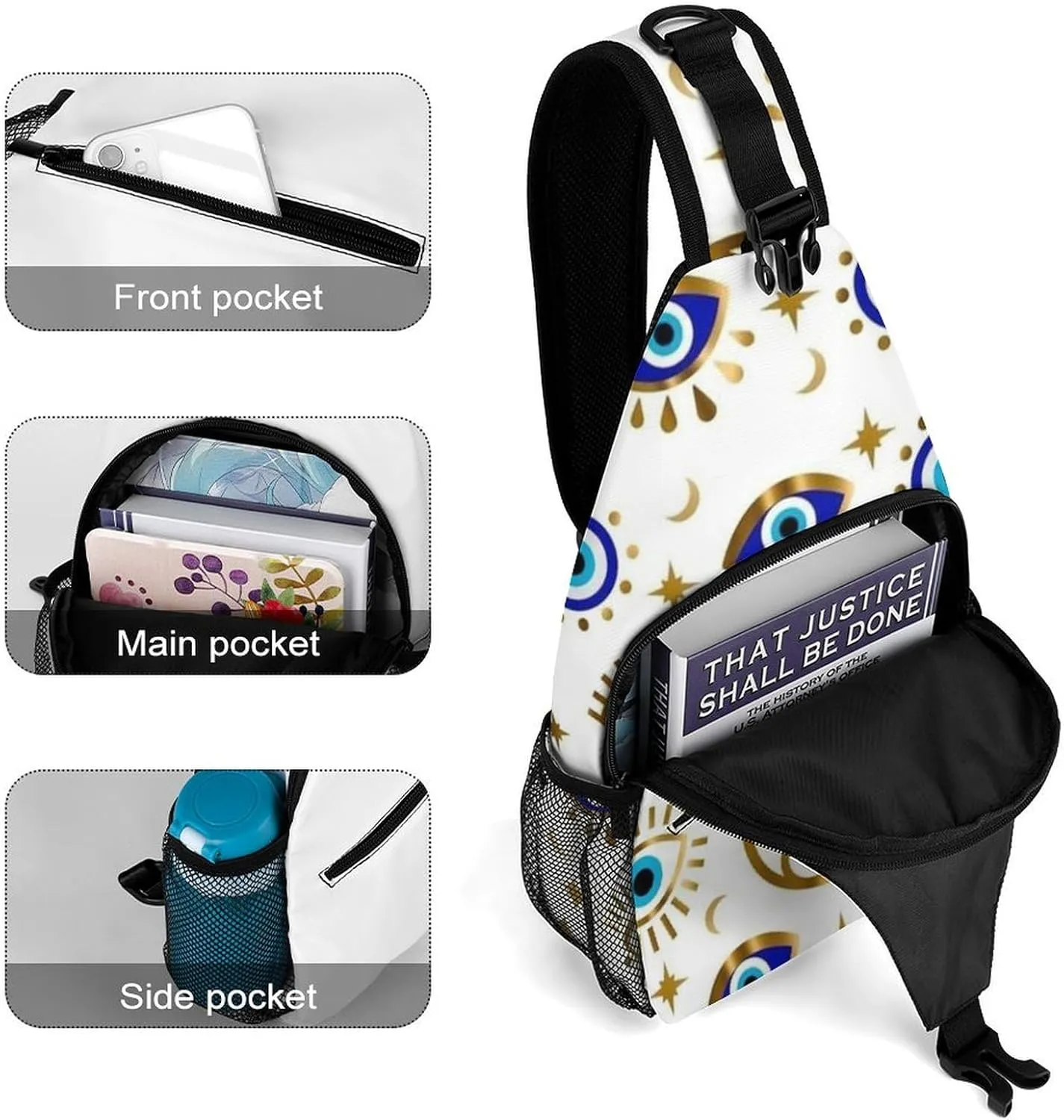 Evil-Eye Sling Backpack Man Women Crossbody Backpack Chest Bag Cycling Daypack Travel Bag Casual Daypacks Leisure Backpacks