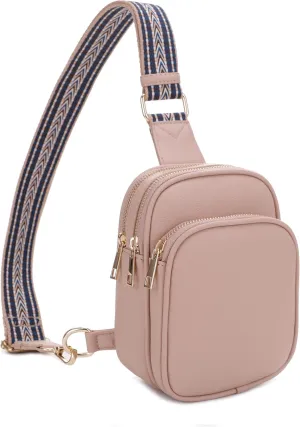 EVVE Small Sling Bag for Women Trendy Crossbody Purses Chest Bags Lightweight Travel Bag with Webbing Strap