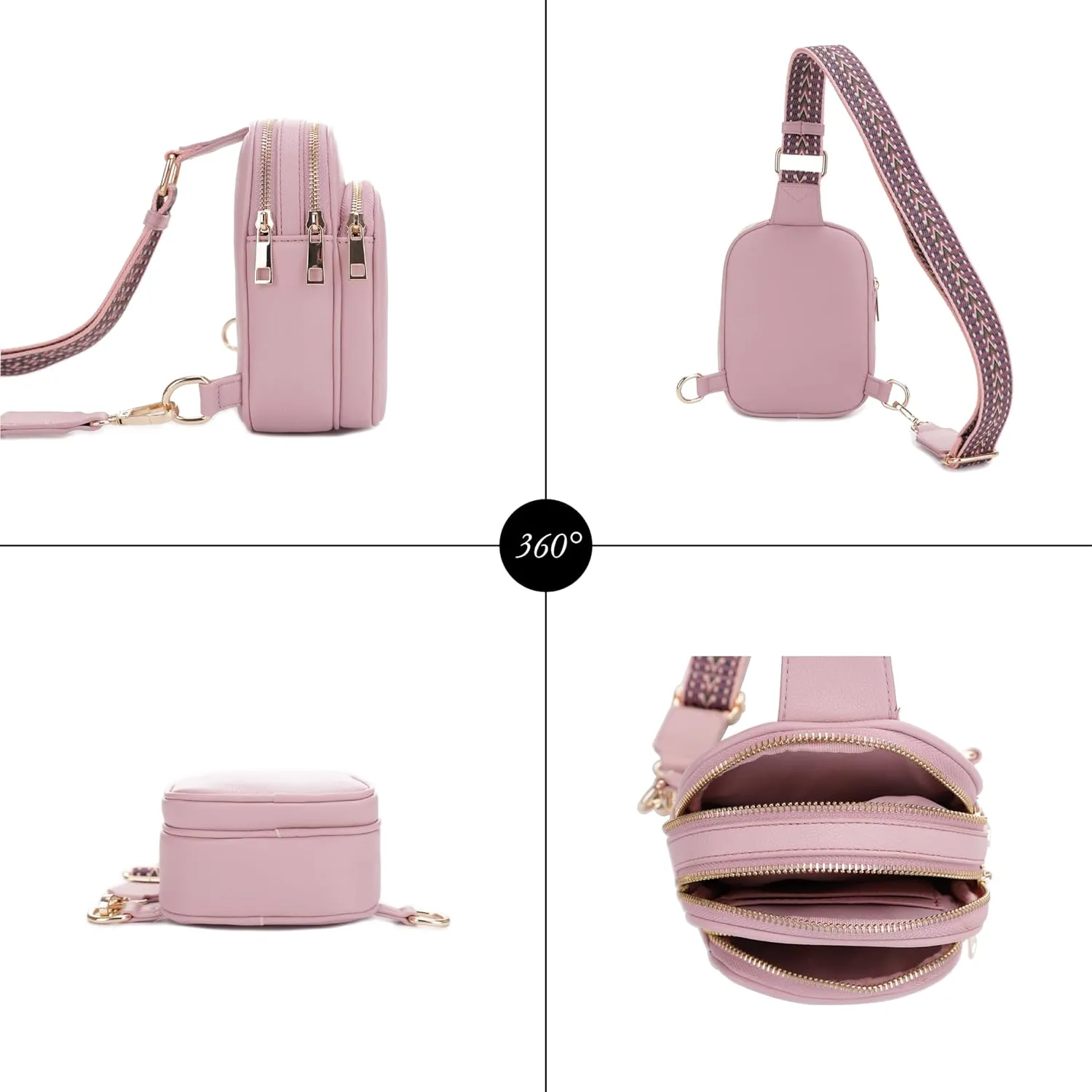 EVVE Small Sling Bag for Women Trendy Crossbody Purses Chest Bags Lightweight Travel Bag with Webbing Strap