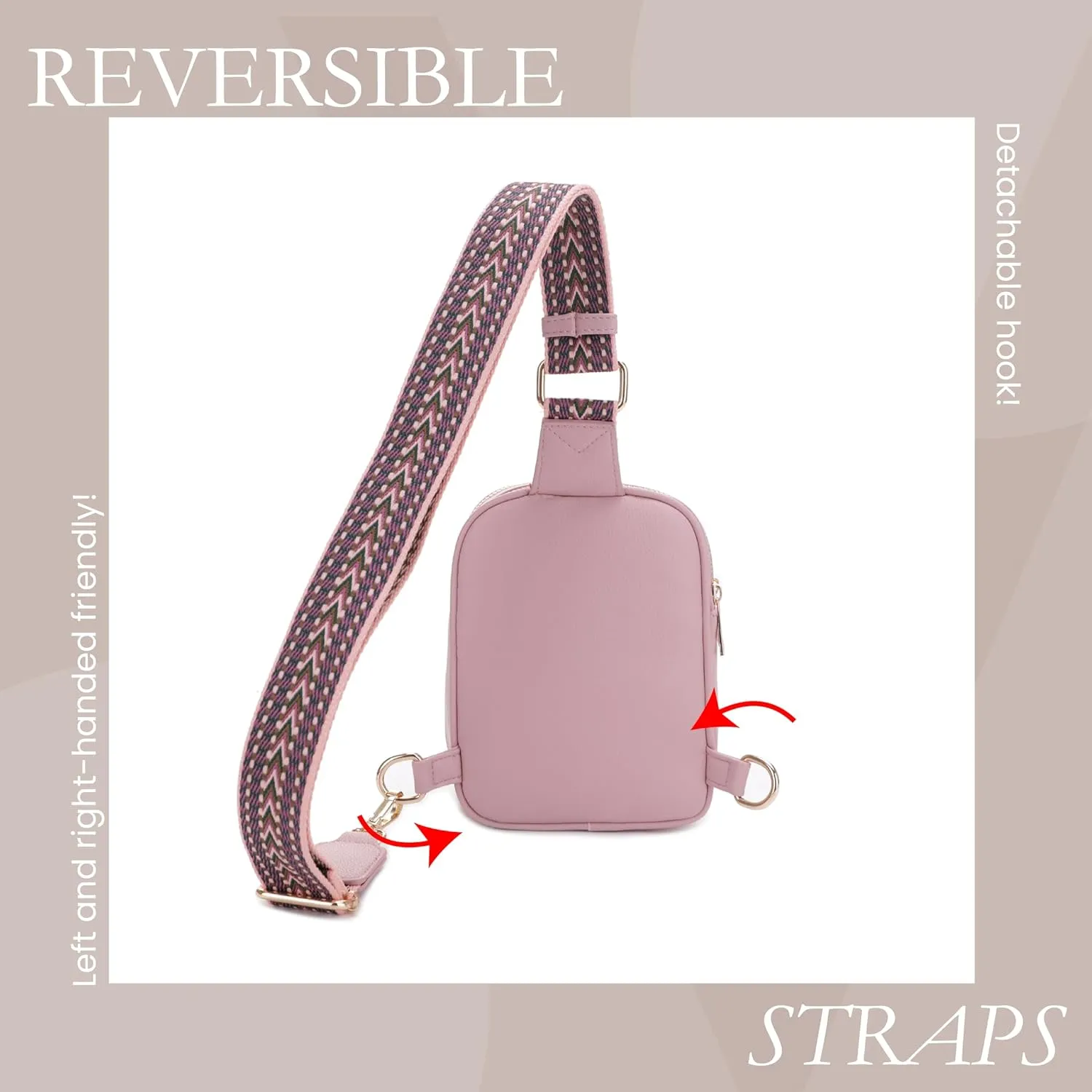 EVVE Small Sling Bag for Women Trendy Crossbody Purses Chest Bags Lightweight Travel Bag with Webbing Strap