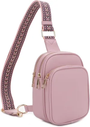 EVVE Small Sling Bag for Women Trendy Crossbody Purses Chest Bags Lightweight Travel Bag with Webbing Strap