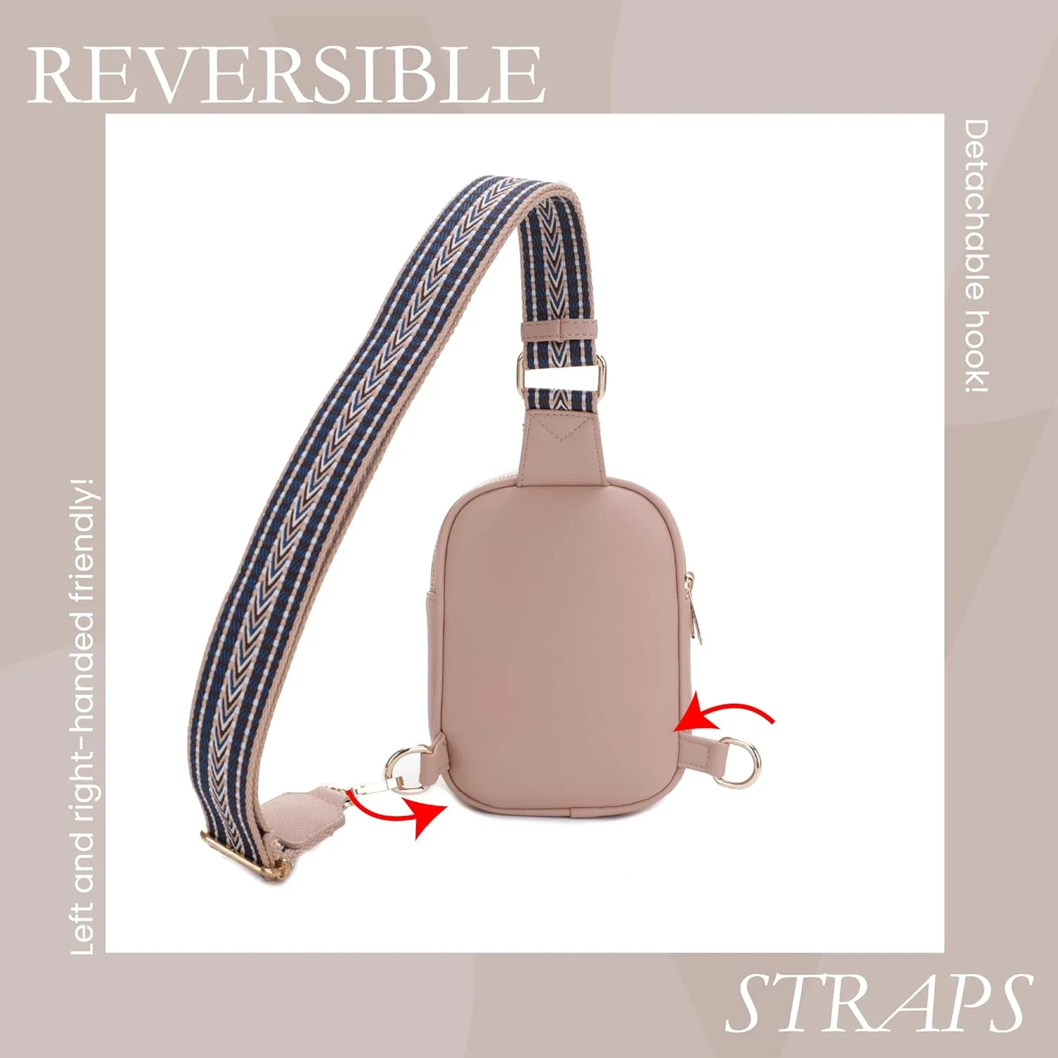 EVVE Small Sling Bag for Women Trendy Crossbody Purses Chest Bags Lightweight Travel Bag with Webbing Strap