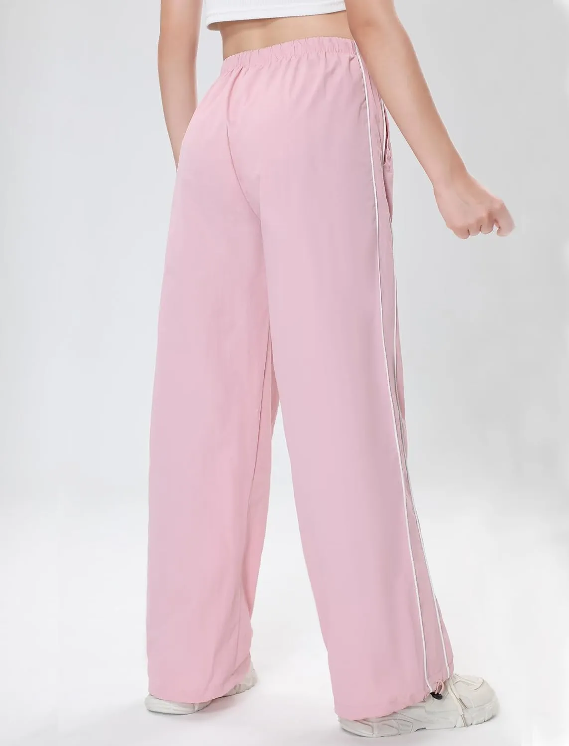 EXARUS Girls Parachute Pants Cargo Baggy Hip Hop Drawstring with Pockets Elastic Y2K for Kids 8-14Y
