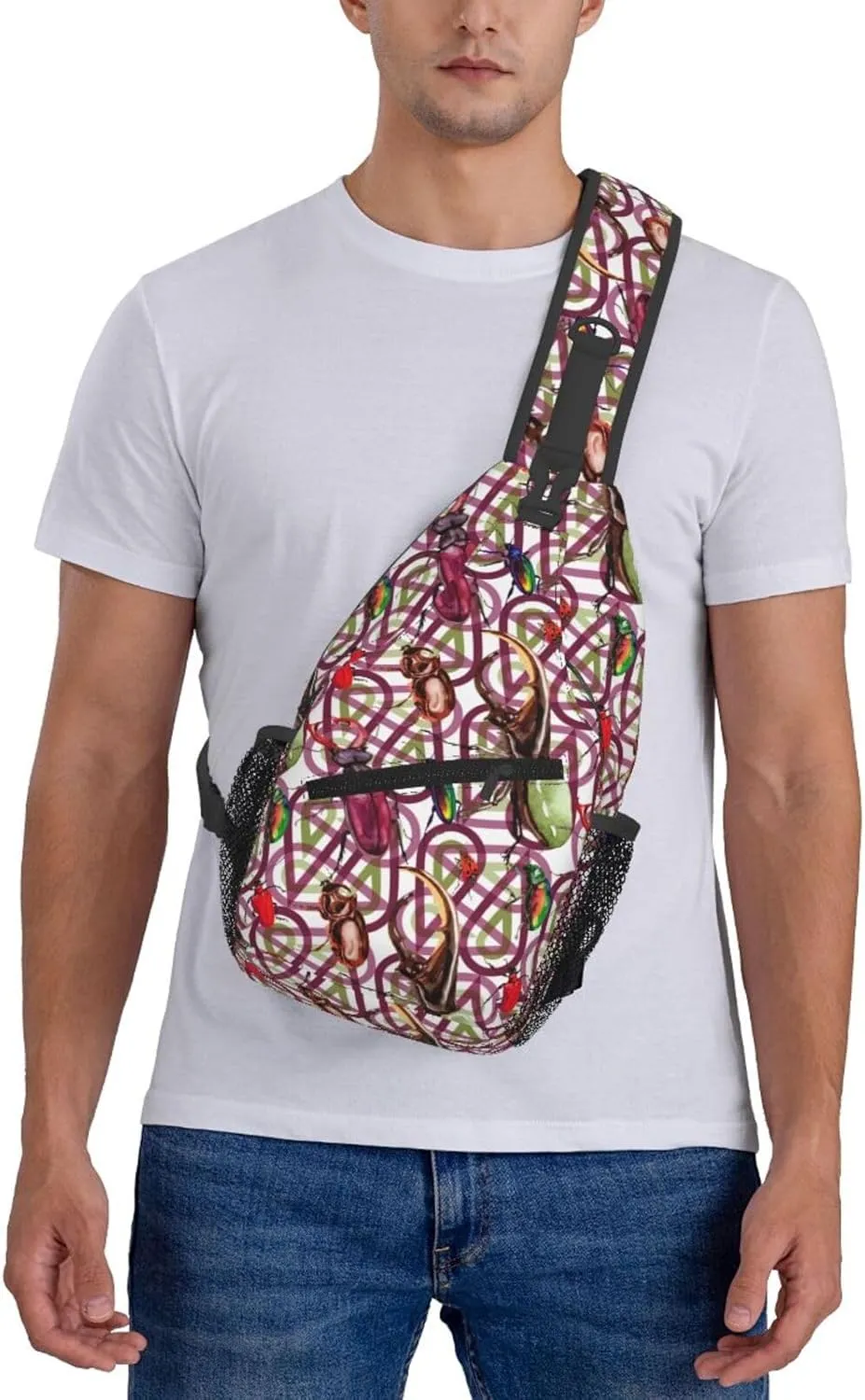 Exotic Beetles Wild Insect In A Watercolor Chest Sling Bag Crossbody Shoulder Backpack Bag Gym Cycling Daypack Travel Hiking Cross Bag