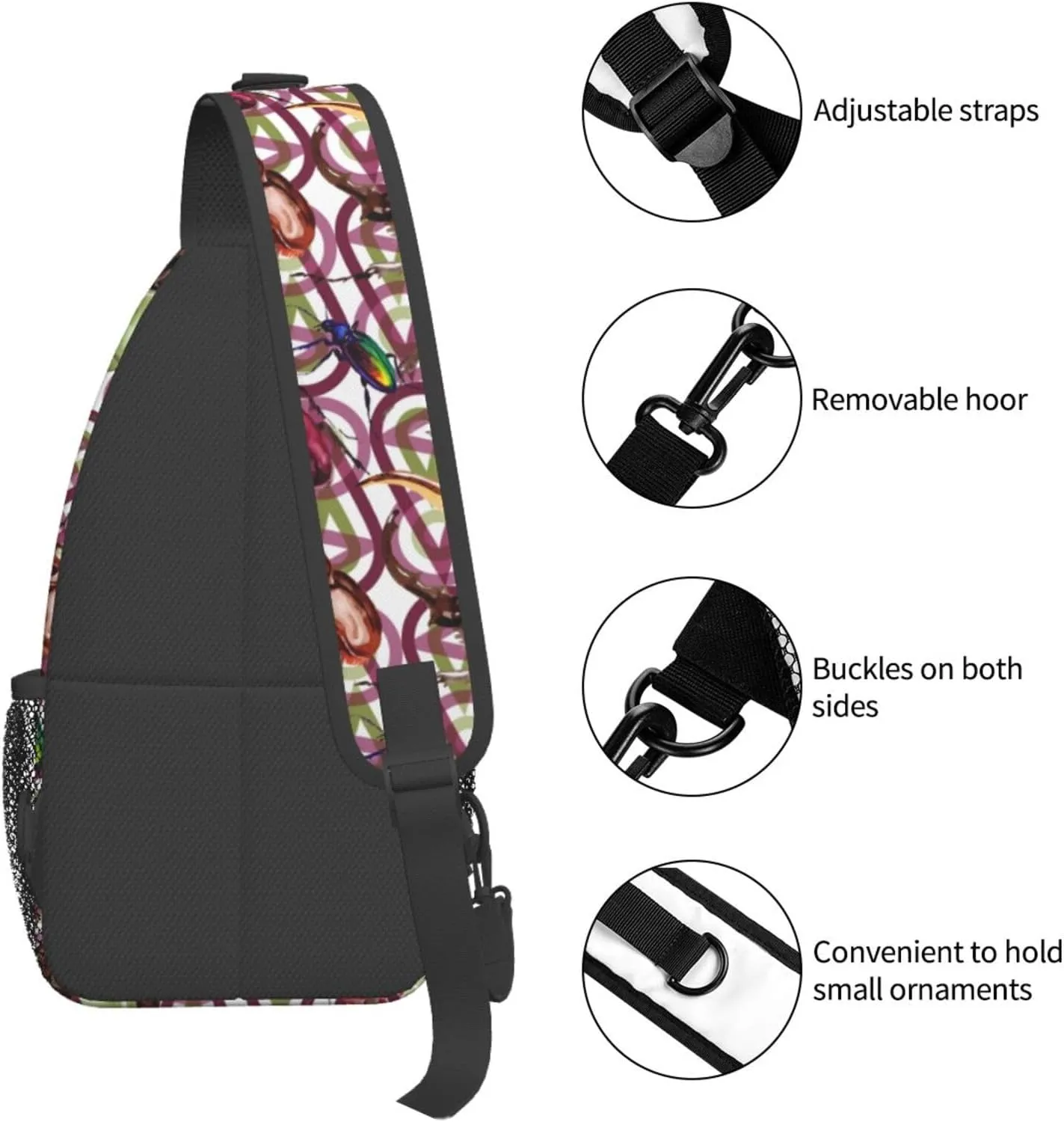 Exotic Beetles Wild Insect In A Watercolor Chest Sling Bag Crossbody Shoulder Backpack Bag Gym Cycling Daypack Travel Hiking Cross Bag