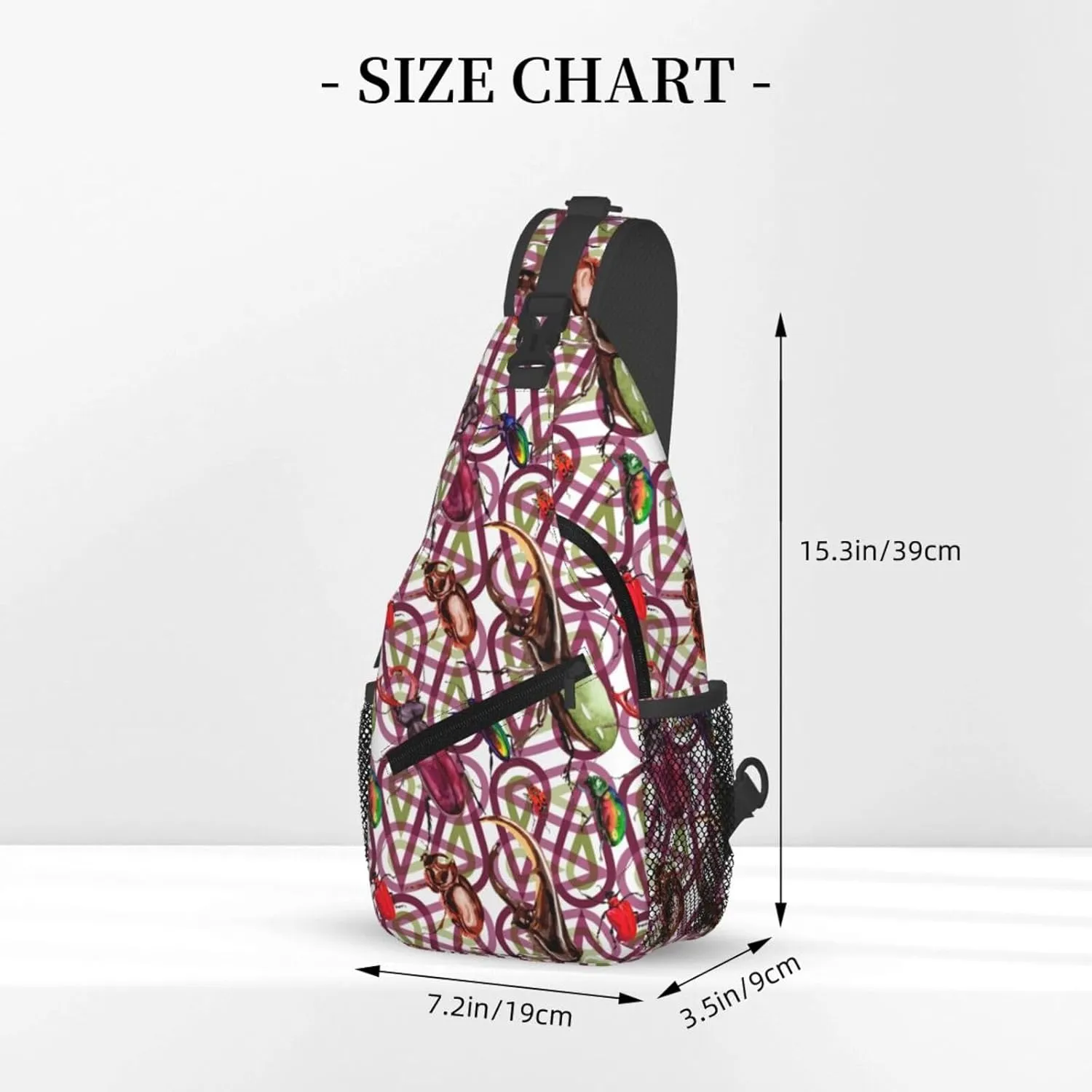 Exotic Beetles Wild Insect In A Watercolor Chest Sling Bag Crossbody Shoulder Backpack Bag Gym Cycling Daypack Travel Hiking Cross Bag