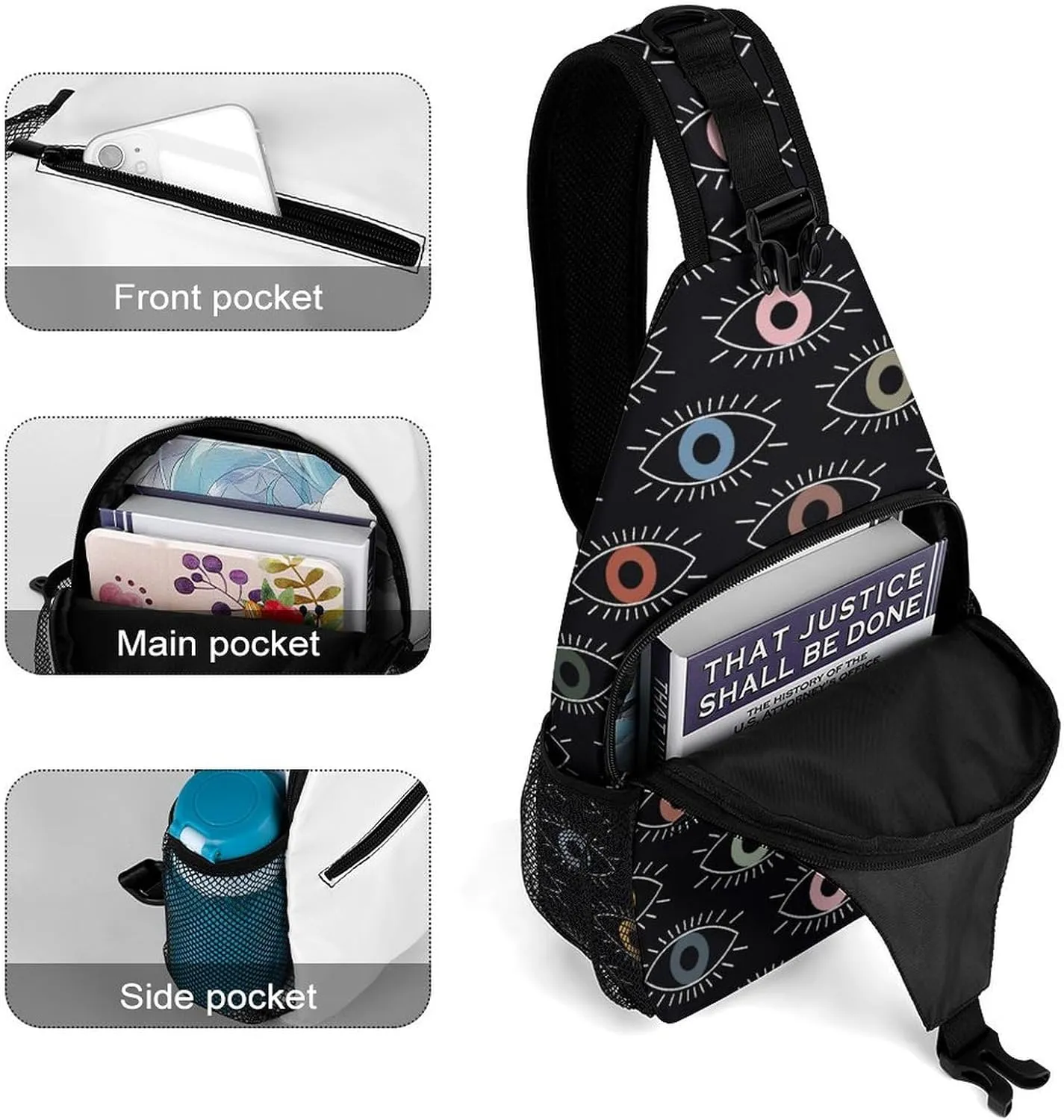 Eyes Versatile And Convenient Multipurpose Crossbody Bag - Perfect for Travel And Hiking