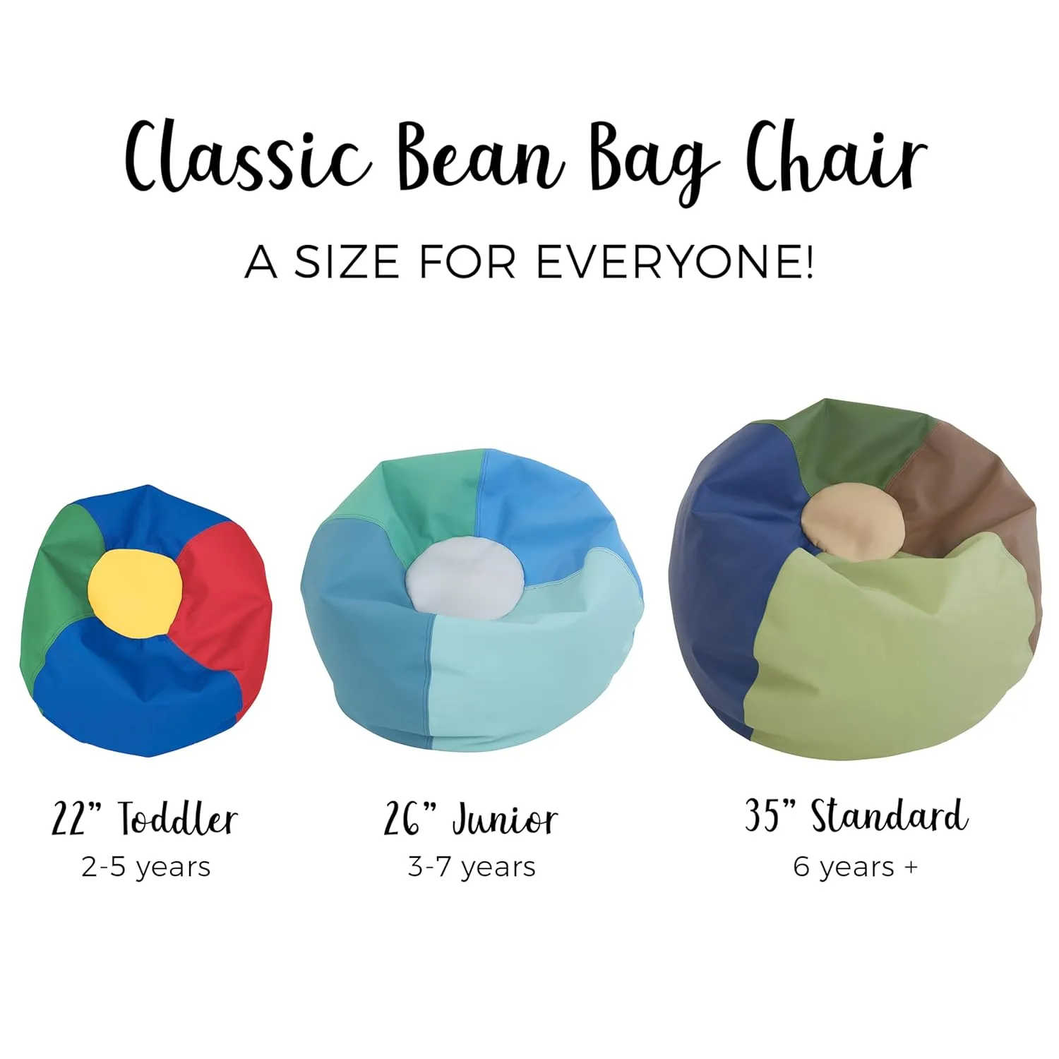 Factory Direct Partners 10477-AS SoftScape Classic 26" Junior Bean Bag Chair, Furniture for Kids, Libraries or Home - Assorted
