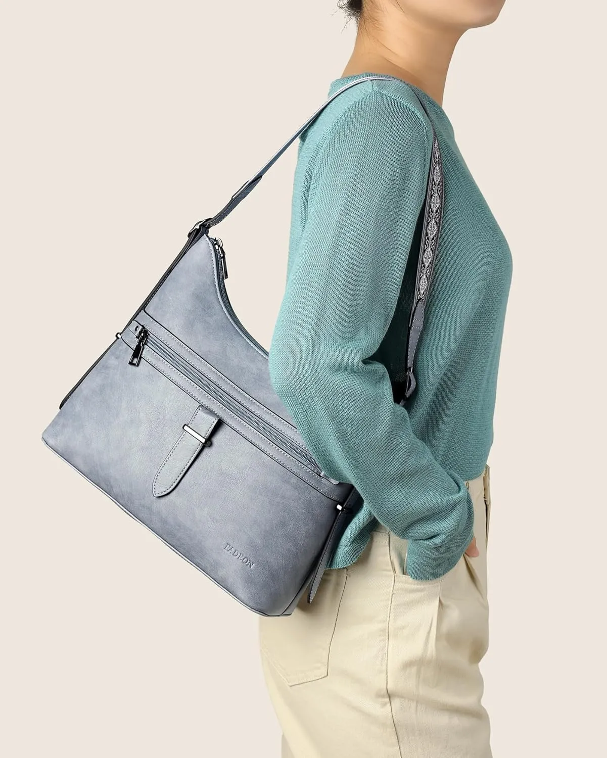 FADEON Hobo Bags Purse for Women Vegan Leather Crossbody Bag Designer Ladies Shoulder Cross Body Handbag Wide Straps